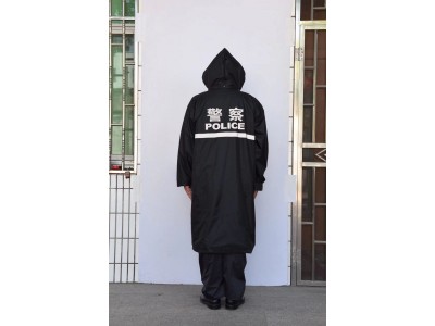 警用黑色雨衣-長款風衣